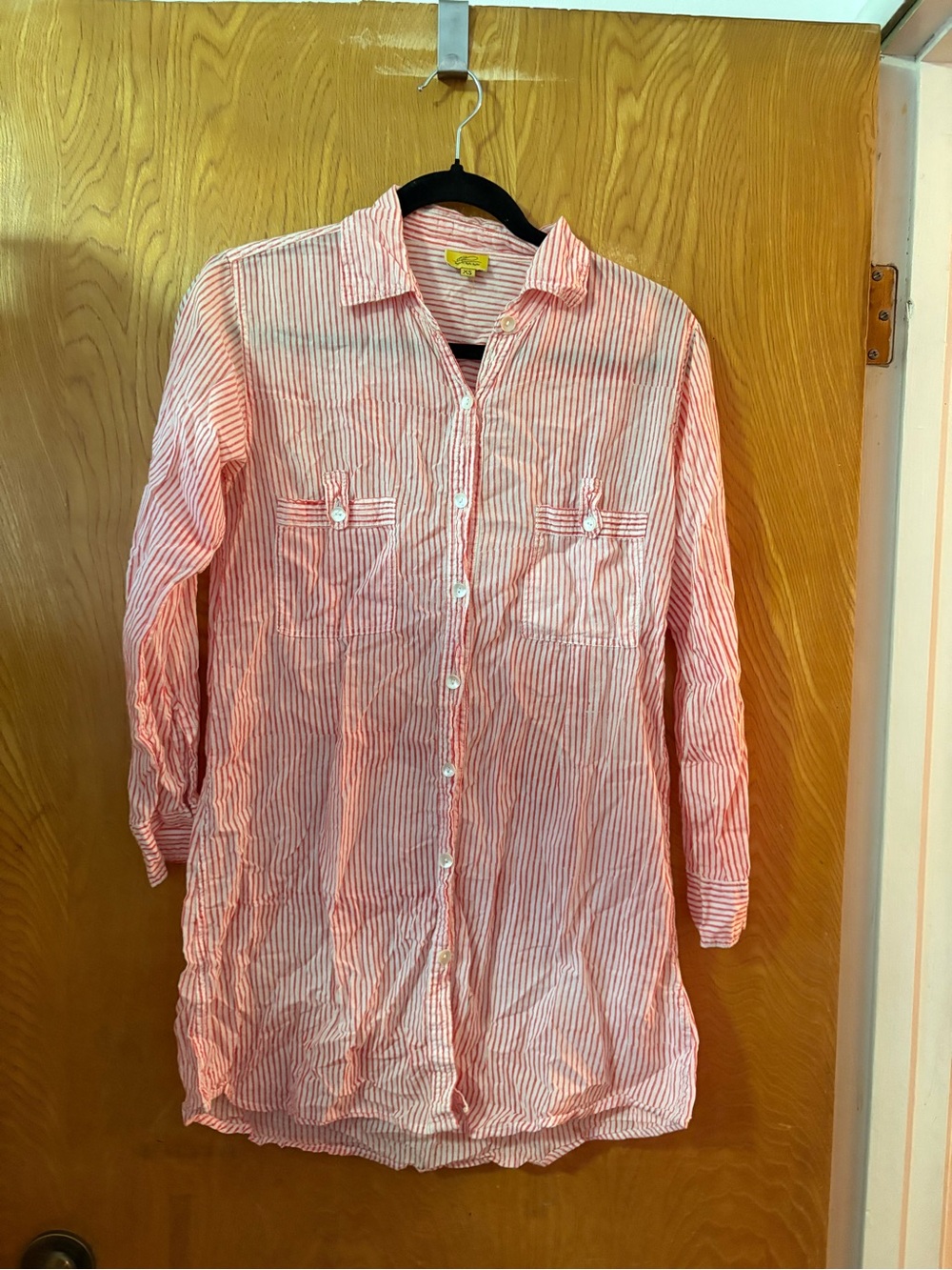Roberta Roller Rabbit Pink and White Striped Casual Button-Down tunic Shirt XS
